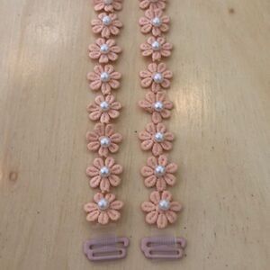 Peach flower pearl decorative bra straps.